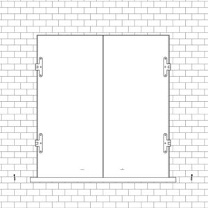 Antone classico con cardini a murare a filo muro esterno con bandella a "t"